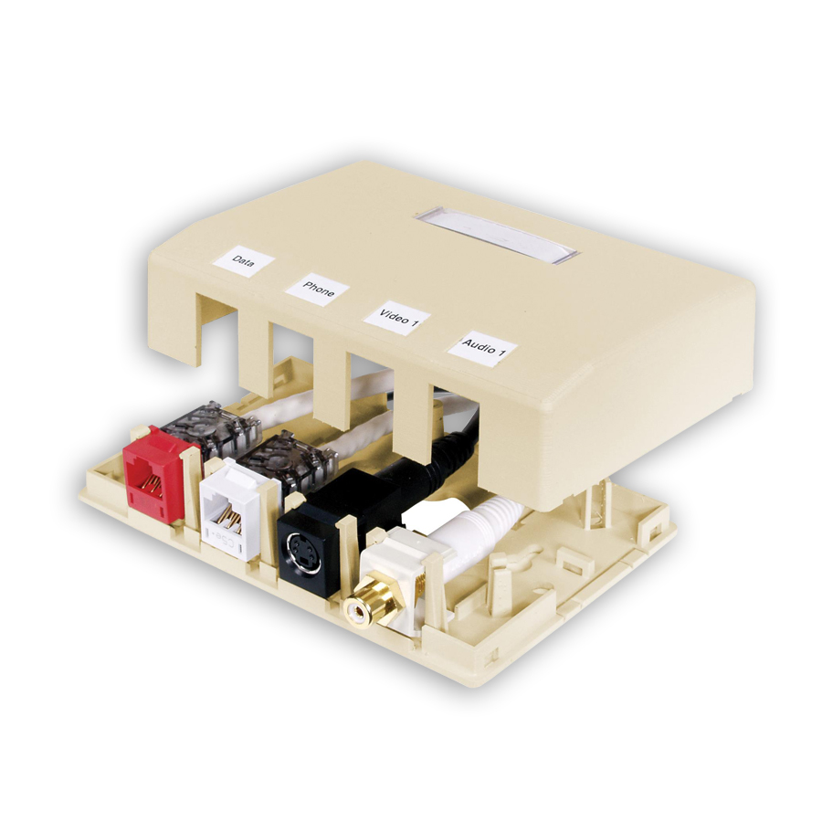 "Hubbell ISB4XX ISM Surface Mount Box, 4-Port"